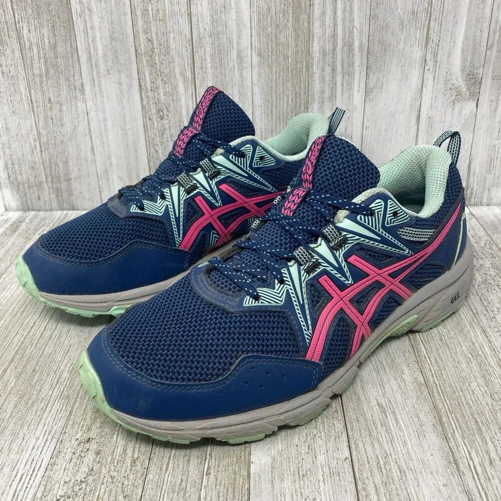 Women's Asics Gel Venture 8 Trail Running Sneaker Shoes Blue Pink - Size 9 - Picture 2 of 11